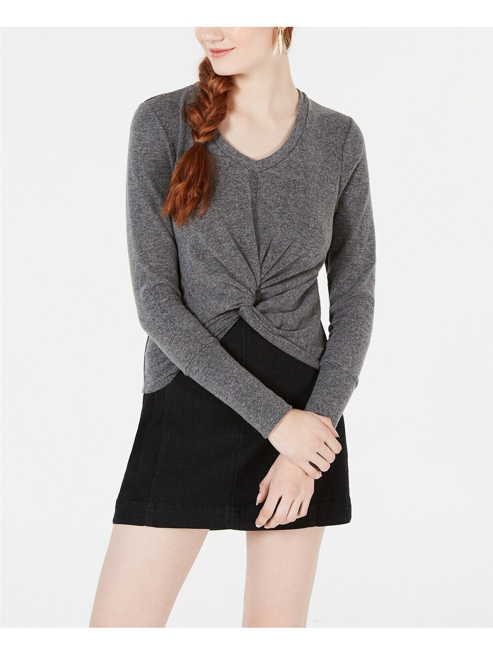 Xoxo Juniors Twist Front Long Sleeves Crop Sweater Size M